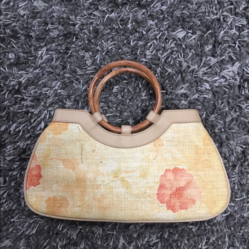 Bamboo-handles floral purse